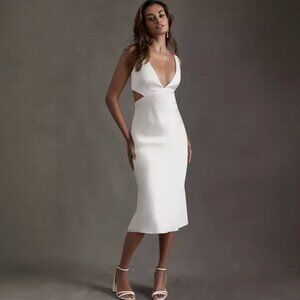 Sachin & Babi Sierra V-Neck Cutout Satin Midi Dress Size 14